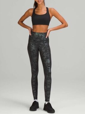 lululemon athletica Black Floral Print High-Rise Leggings